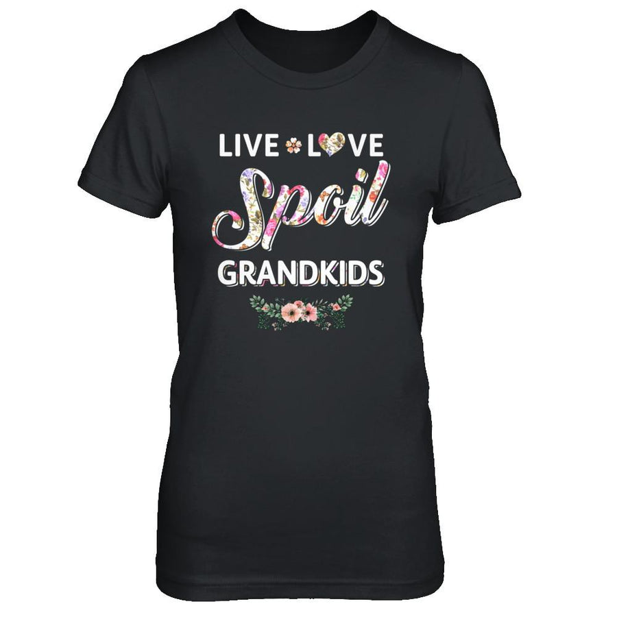 Funny Grandma Live Love Spoil Grandkids Mothers Day-T-Shirt & Hoodie-Women's T-Shirt-Black