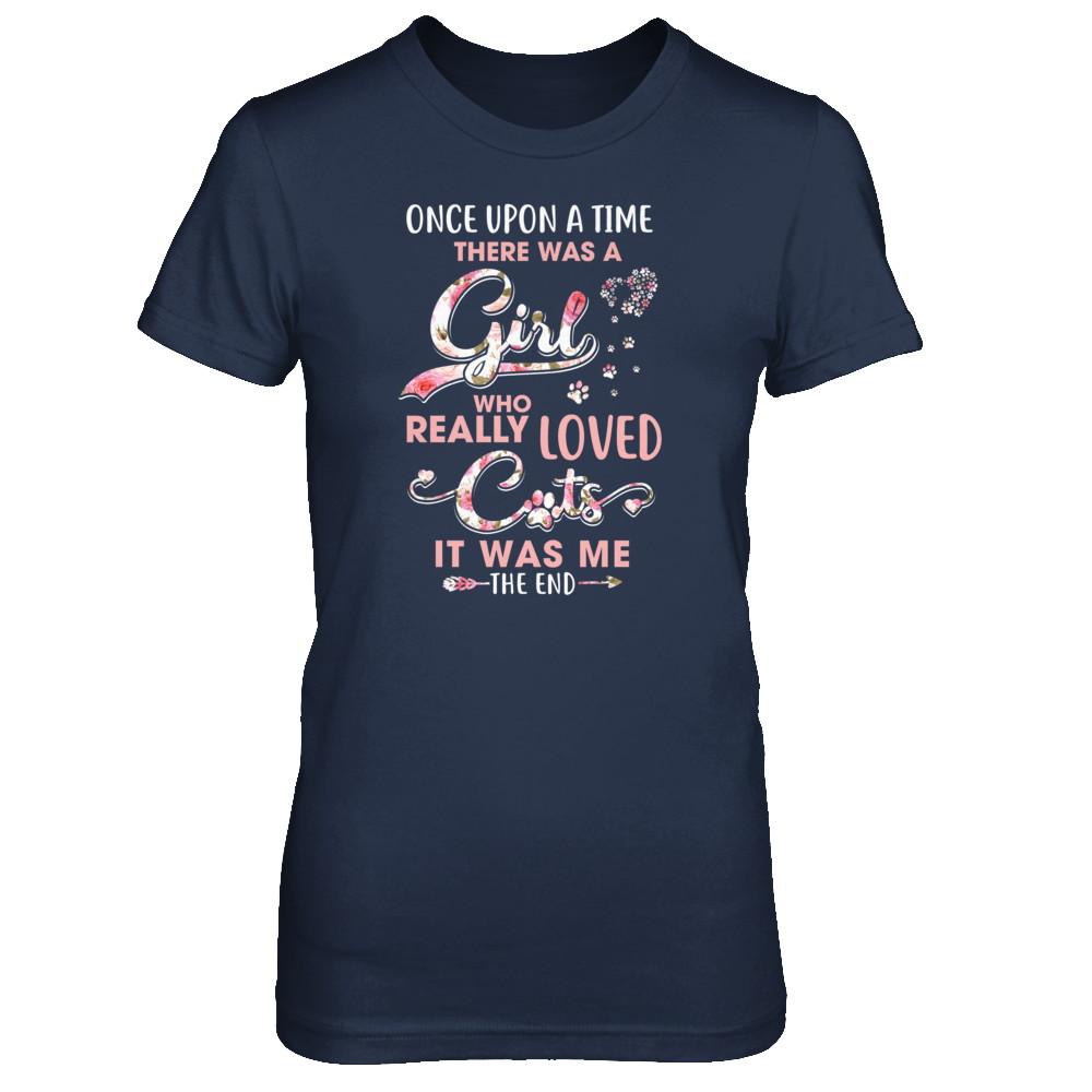Once Upon A Time There Was A Girl Who Really Loved Cats-T-Shirt & Tank Top-Women's T-Shirt-Navy