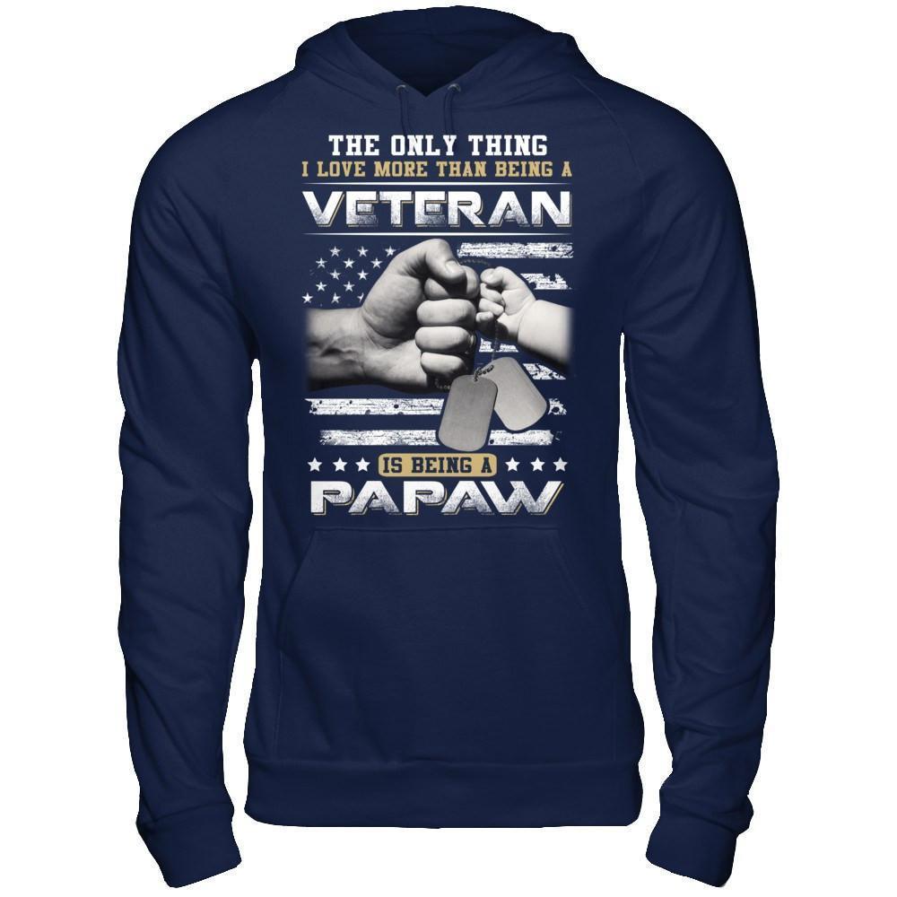 I Love More Than Being A Veteran Is Being A PaPaw-T-Shirt & Hoodie-Pullover Hoodie-Navy