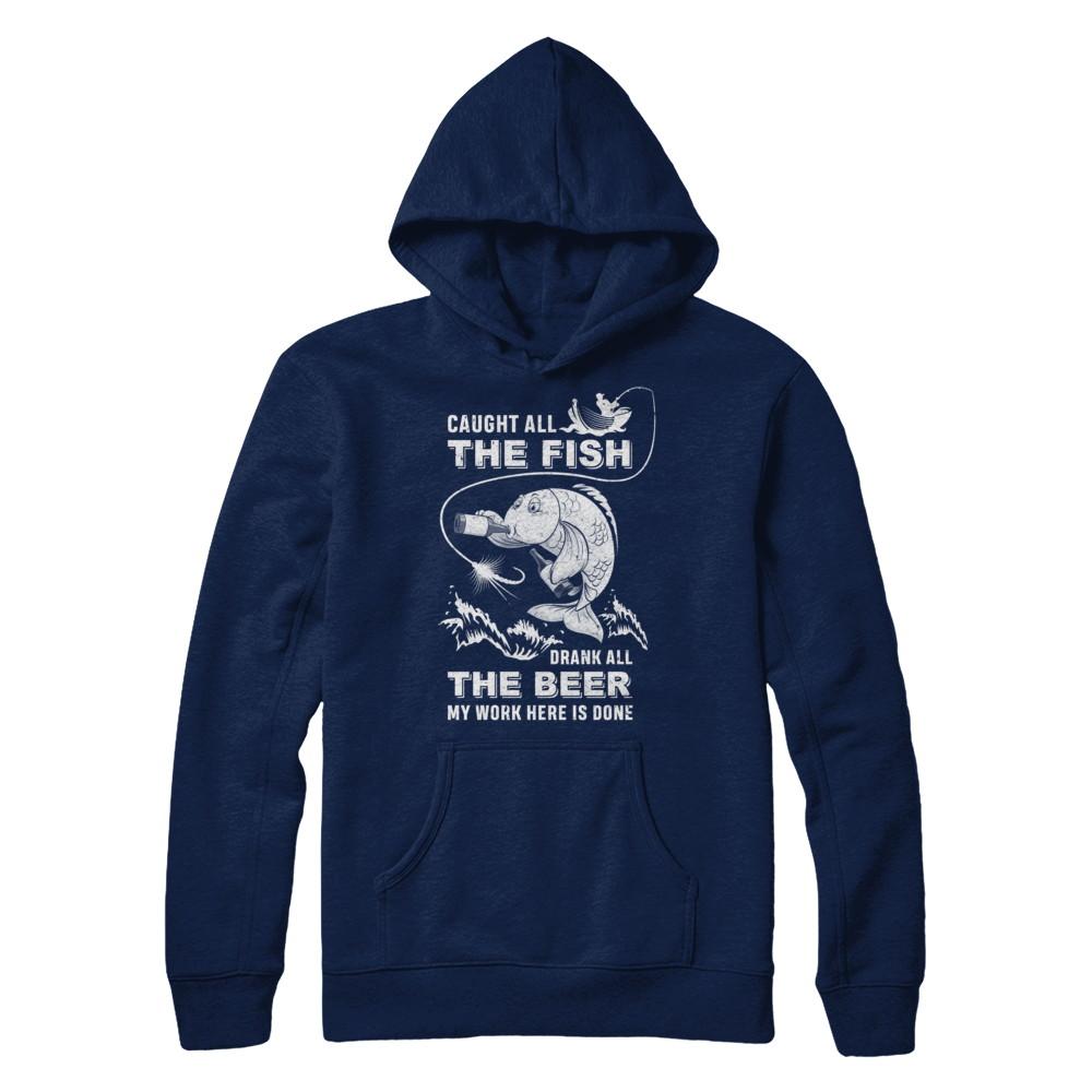 Caught All The Fish Drank All The Beer Dad Fishing-T-Shirt & Hoodie-Pullover Hoodie-Navy