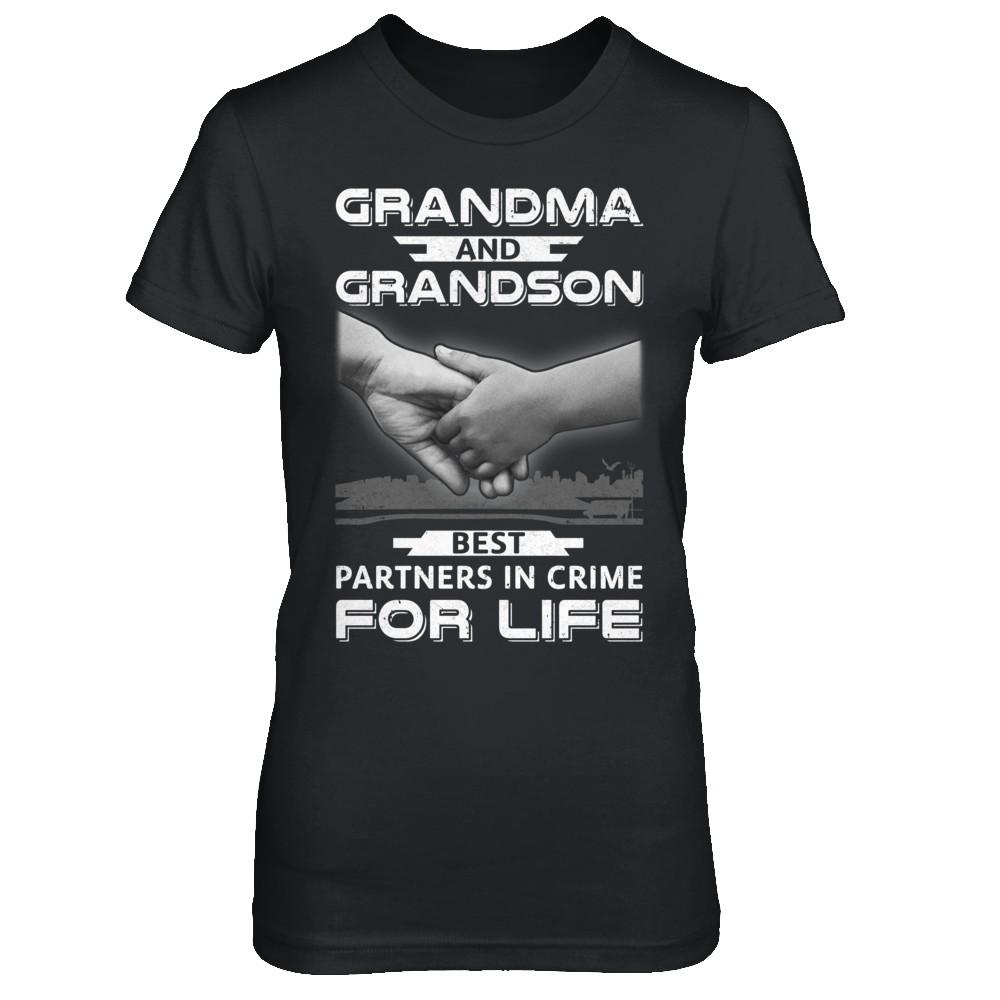 Grandma And Grandson Best Partners In Crime For Life-T-Shirt & Hoodie-Women's T-Shirt-Black