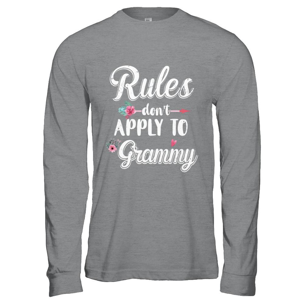 Grandmother Rules Don't Apply To Grammy-T-Shirt & Hoodie-Long Sleeve T-Shirt-Sport Grey