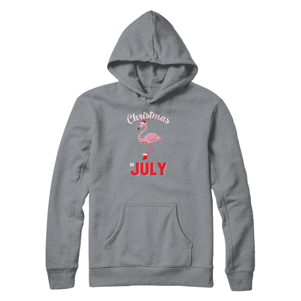 Funny Party X-Mas Flamingo Christmas In July-T-Shirt & Tank Top-Pullover Hoodie-Light Steel