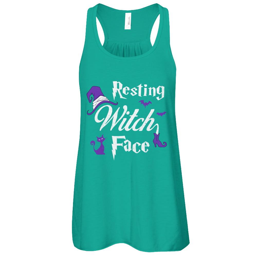 Halloween Resting Witch Face Witches-T-Shirt & Tank Top-Women's Flowy Racerback Tank-Kelly