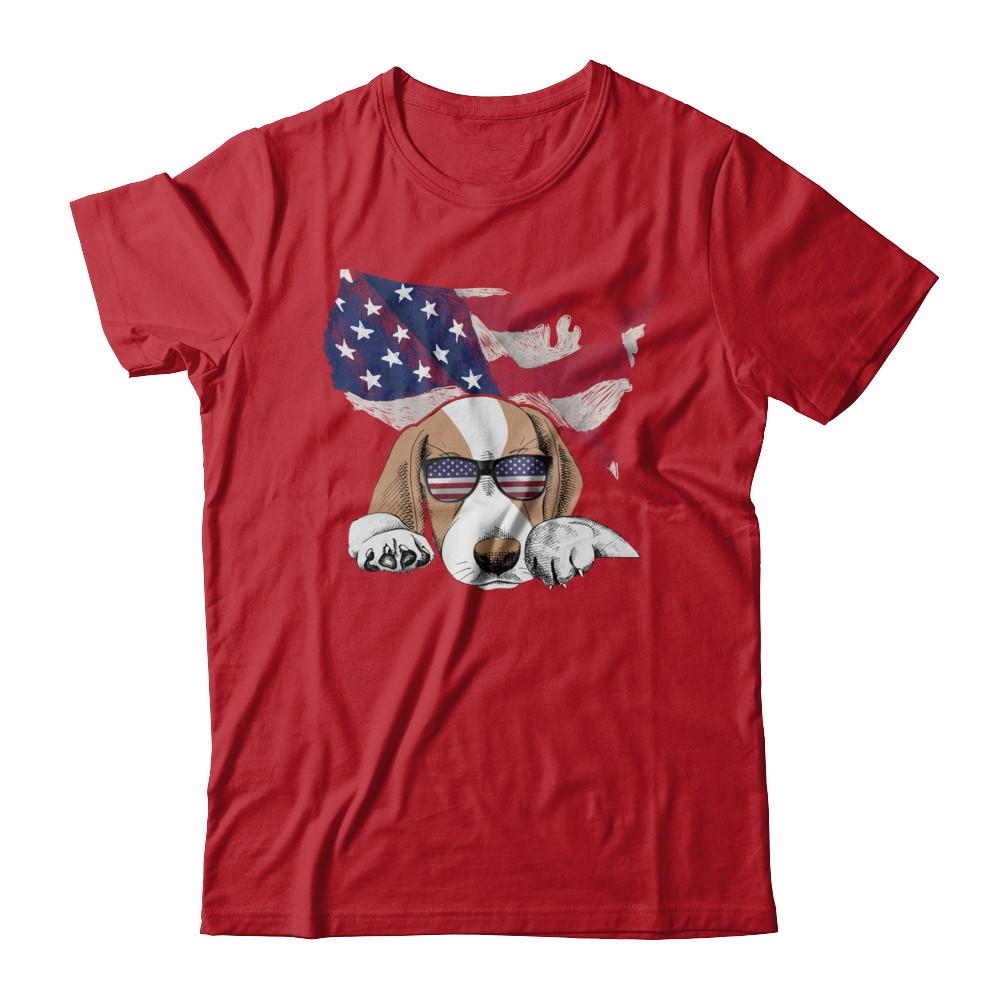 Funny Patriot Beagle Dog 4Th Of July American Flag-T-Shirt & Hoodie-Classic T-Shirt-Red