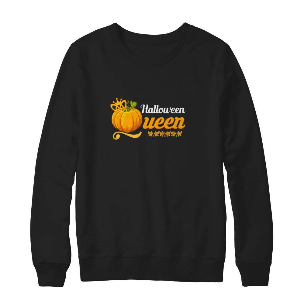 Halloween Queen Cute Pumpkin Spice Halloween-T-Shirt & Tank Top-Crewneck Sweatshirt-Black