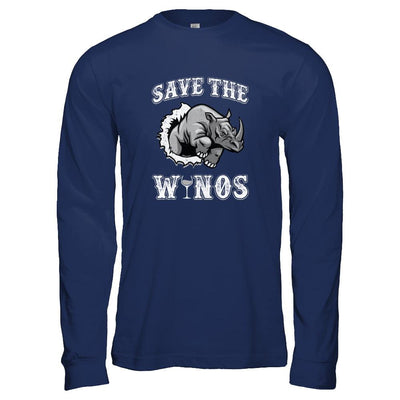 Save The Winos Wine Rhino-T-Shirt & Tank Top-Long Sleeve T-Shirt-Navy