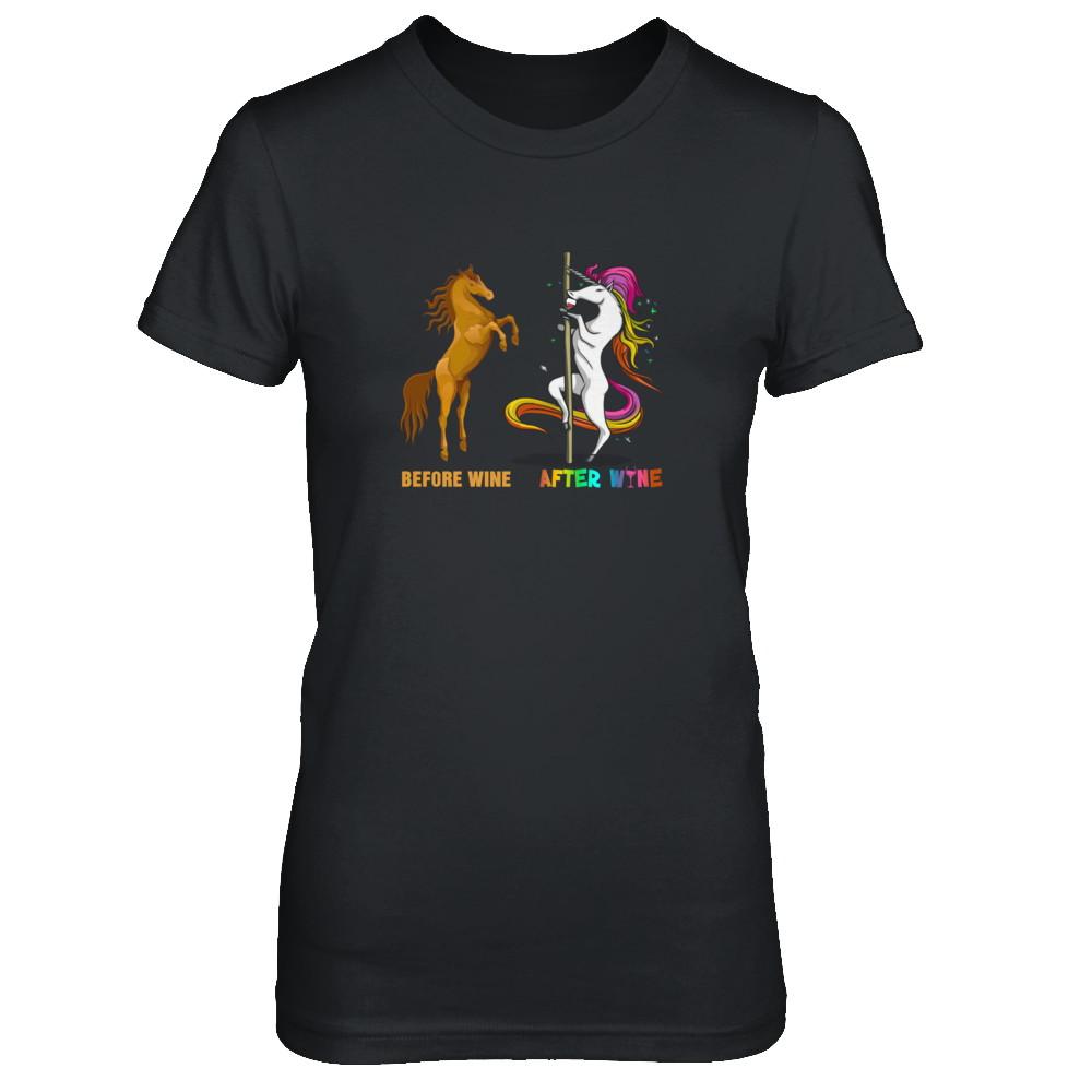 Before Wine After Wine Unicorn-T-Shirt & Tank Top-Women's T-Shirt-Black