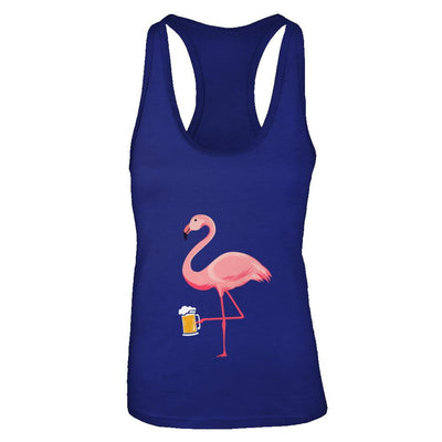 Beer Lover's Pink Flamingo Fun Party Beer-T-Shirt & Tank Top-Women's Ideal Racerback Tank-Royal