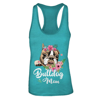 Bulldog Mom Funny Dog Mom Gift Idea-T-Shirt & Tank Top-Women's Ideal Racerback Tank-Tahiti Blue
