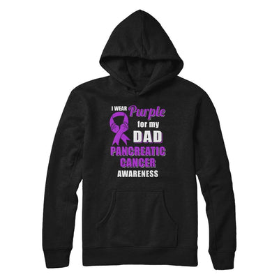 I Wear Purple For My Dad Pancreatic Cancer Son Daughter-T-Shirt & Hoodie-Pullover Hoodie-Black