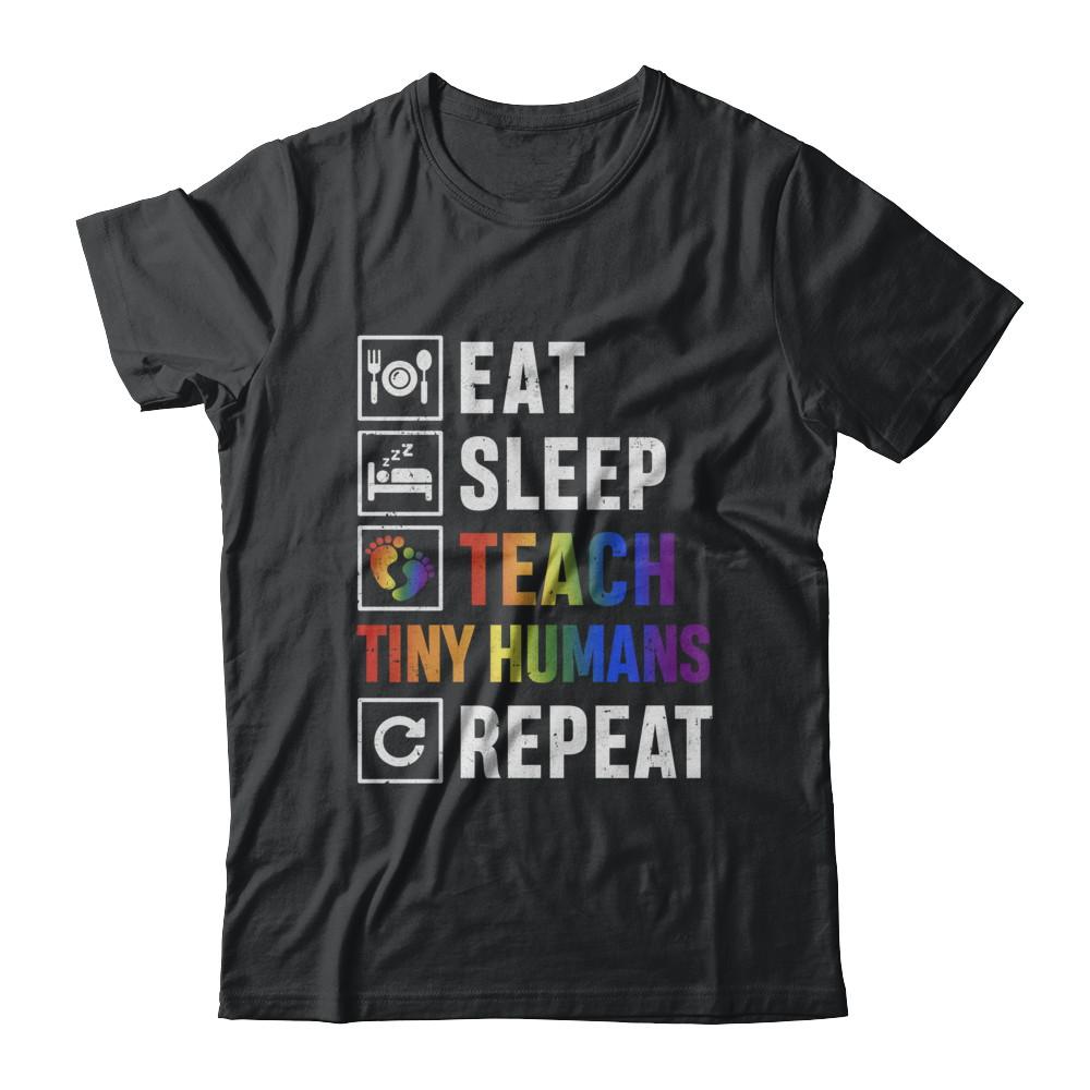 Eat Sleep Teach Tiny Humans Repeat Mommy-T-Shirt & Hoodie-Classic T-Shirt-Black