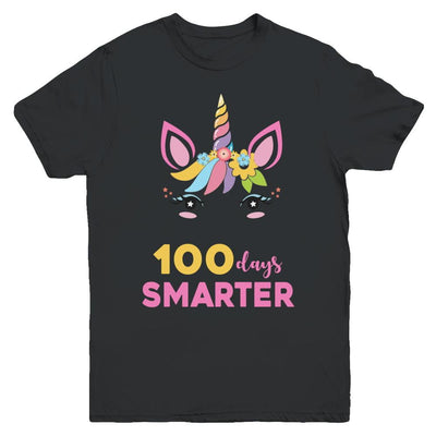 100 Days Smarter Of School Unicorn Girl Gifts Youth-Youth Shirt-Youth T-Shirt-Black