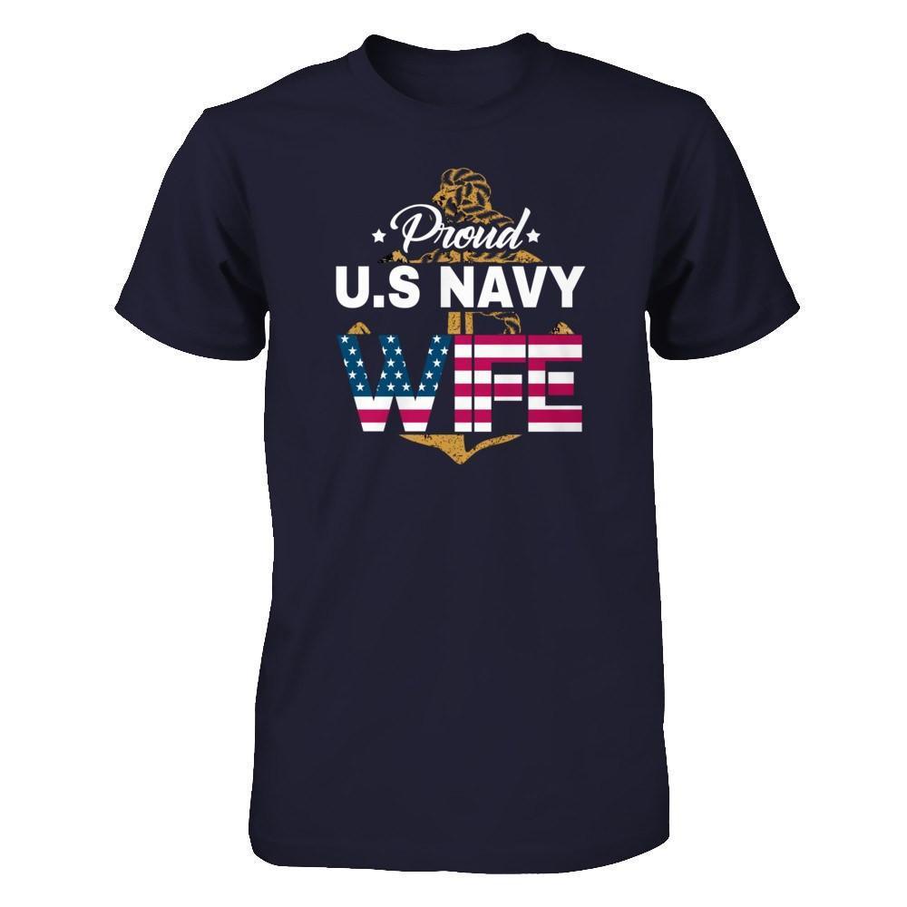 Proud US Navy Wife-T-Shirt & Hoodie-Premium T-Shirt-Midnight Navy