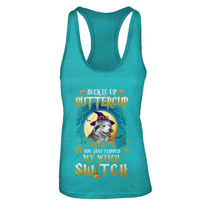 Buckle Up Buttercup Halloween Witch Husky Costume-T-Shirt & Tank Top-Women's Ideal Racerback Tank-Tahiti Blue