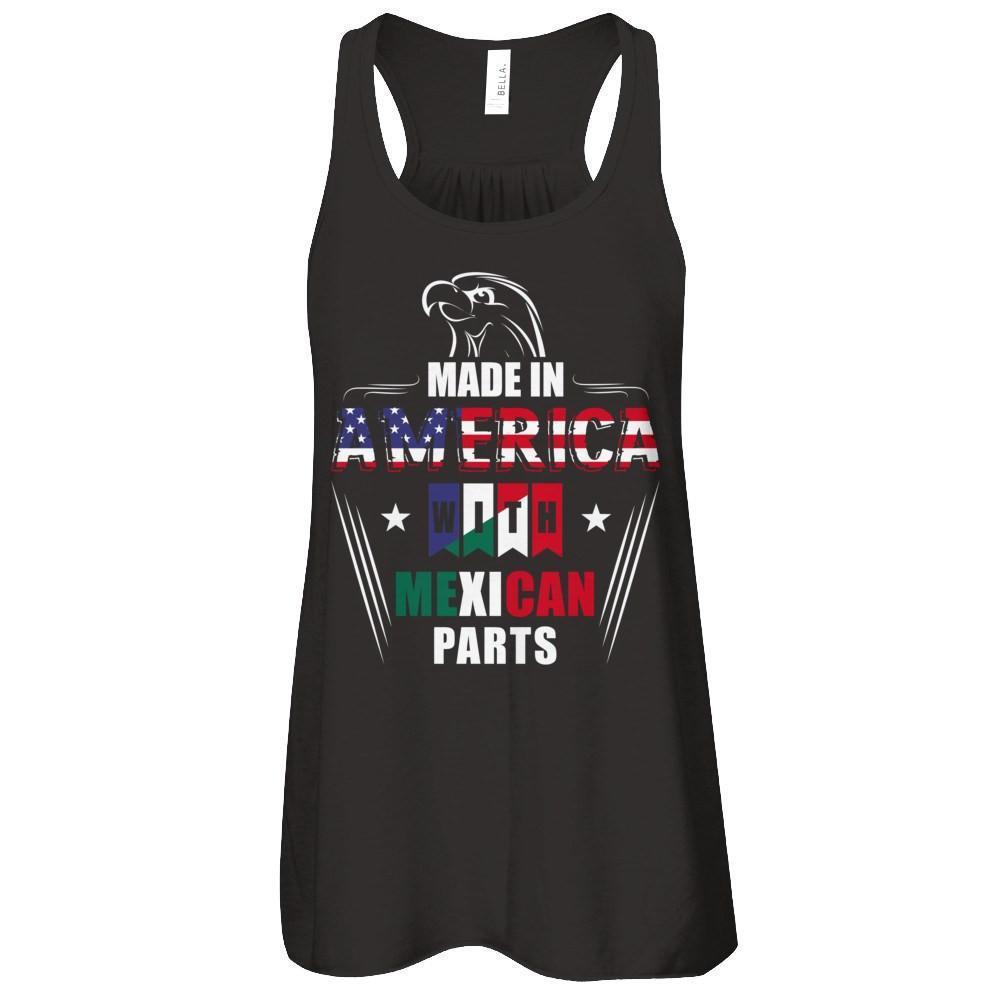 Made In America With Mexican Part-T-Shirt & Hoodie-Women's Flowy Racerback Tank-Black