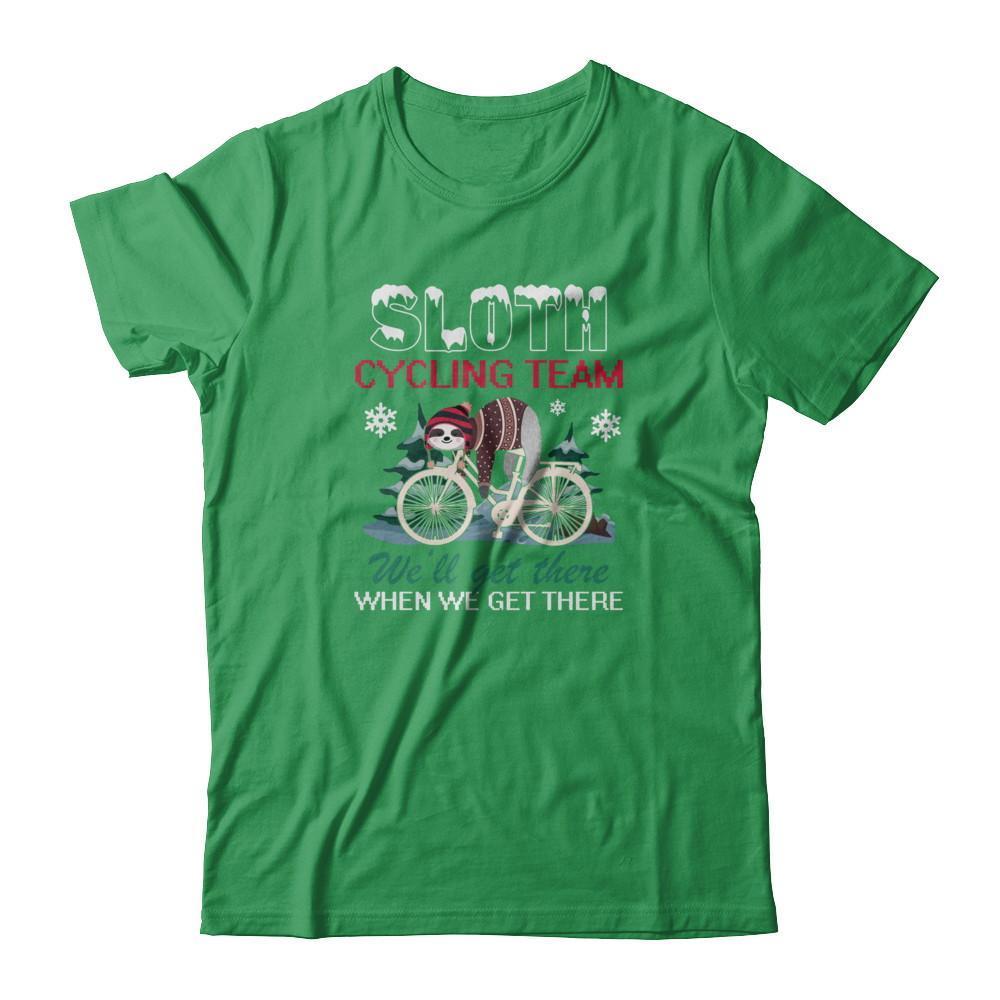 Sloth Cycling Team Lazy Sloth Sleeping On Bicycle Winter Snow-T-Shirt & Tank Top-Premium T-Shirt-Kelly Green