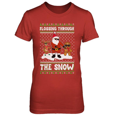 Flossing Through The Snow Santa Ugly Christmas Sweater-T-Shirt & Sweatshirt-Women's T-Shirt-Red