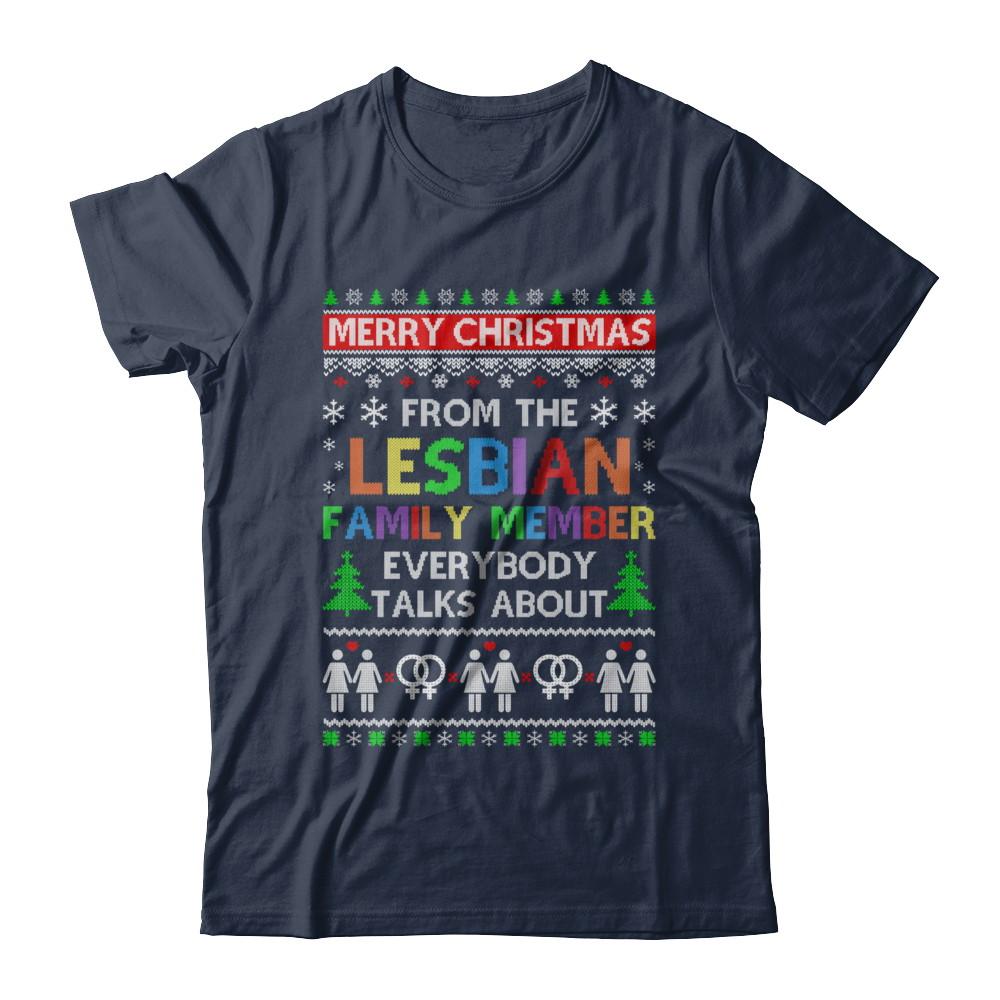 LGBT Merry Christmas From Lesbian Aunt Family Ugly Sweater-T-Shirt & Sweatshirt-Classic T-Shirt-Navy