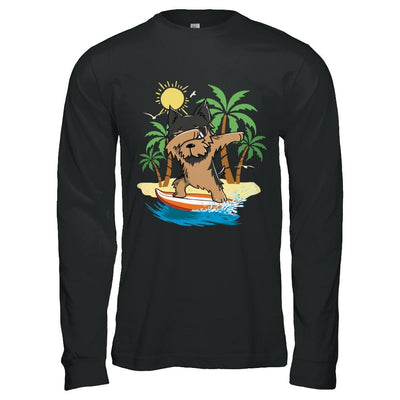 Summer Vacation Dabbing Yorkie Surfing Surfboard Gift-T-Shirt & Hoodie-Long Sleeve T-Shirt-Black