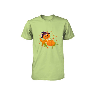Funny Halloween Cat Pumpkin Costume Youth-Youth Shirt-Toddler T-Shirt-Key Lime