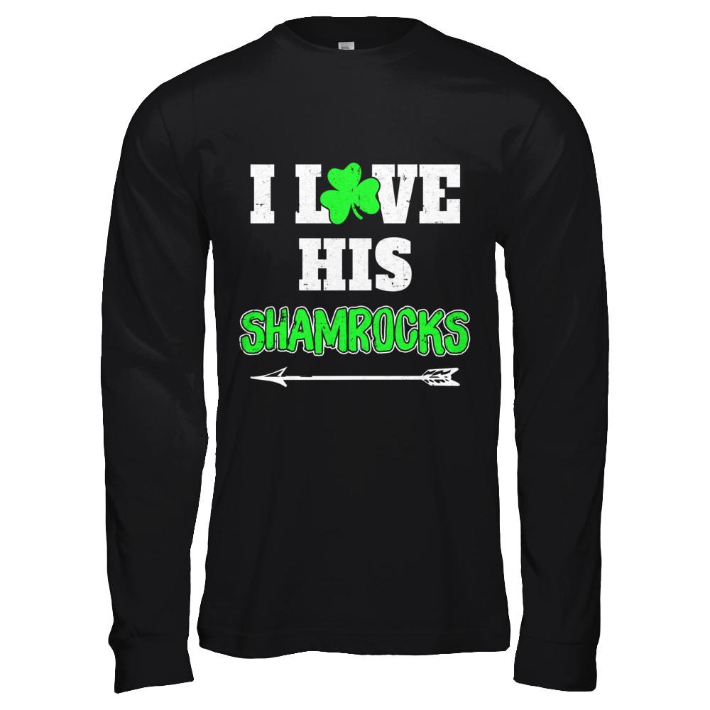 I Love His Shamrocks Funny Couple St Patricks Day-T-Shirt & Hoodie-Long Sleeve T-Shirt-Black