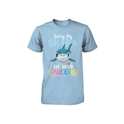 Sorry My Shark Ate Your Unicorn Funny Shark Youth-Youth Shirt-Toddler T-Shirt-Light Blue