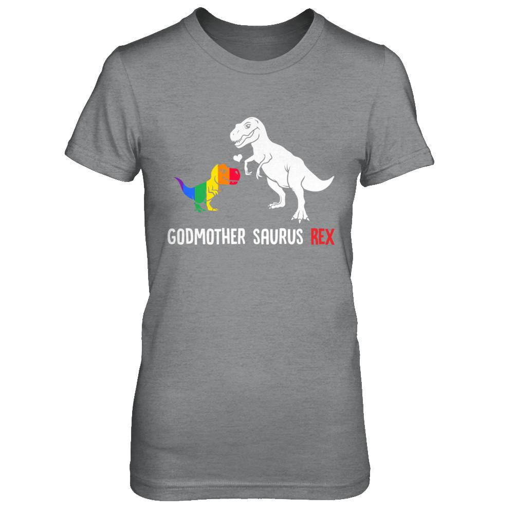 Godmother Saurus T-Rex Dinosaur Gift LGBT Support-T-Shirt & Hoodie-Women's T-Shirt-Sport Grey