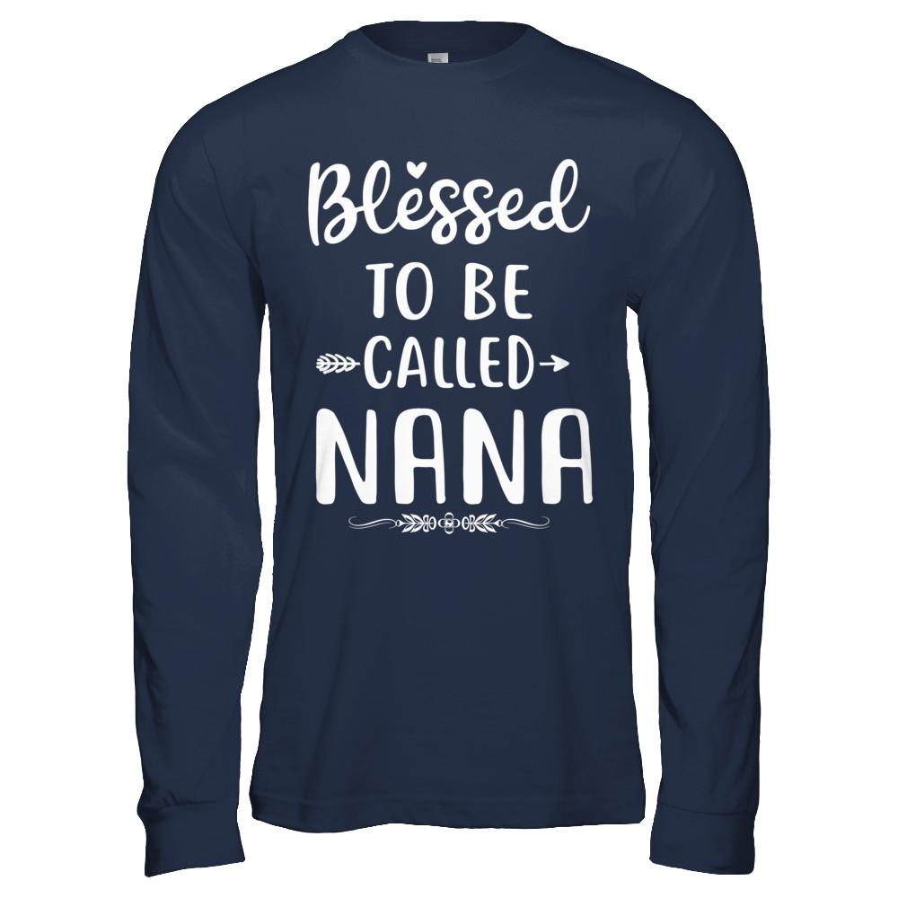 Funny Grandma Blessed To Be Called Nana-T-Shirt & Hoodie-Long Sleeve T-Shirt-Navy