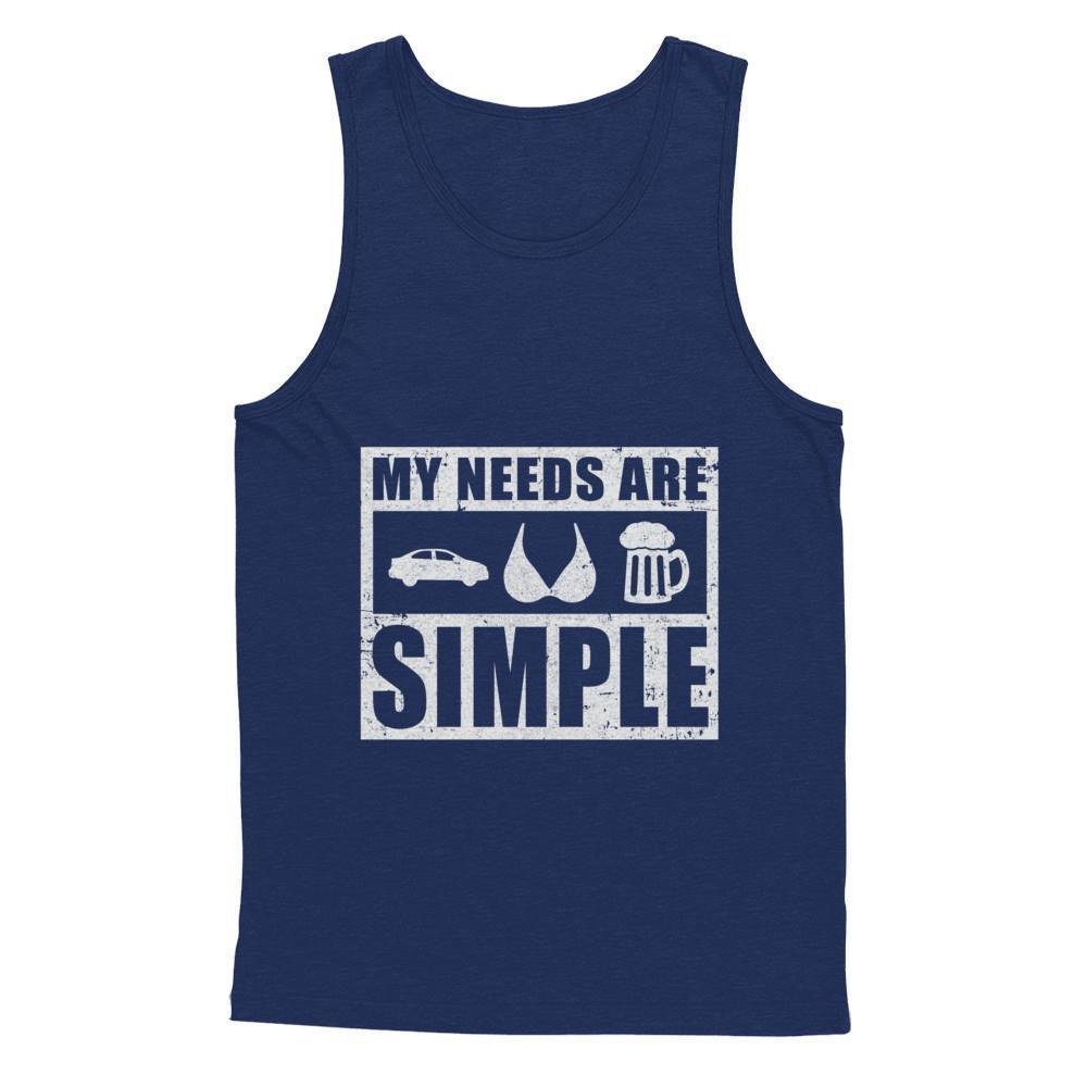 My Needs Are Simple Car Boobs Beer-T-Shirt & Hoodie-Unisex Tank-Navy