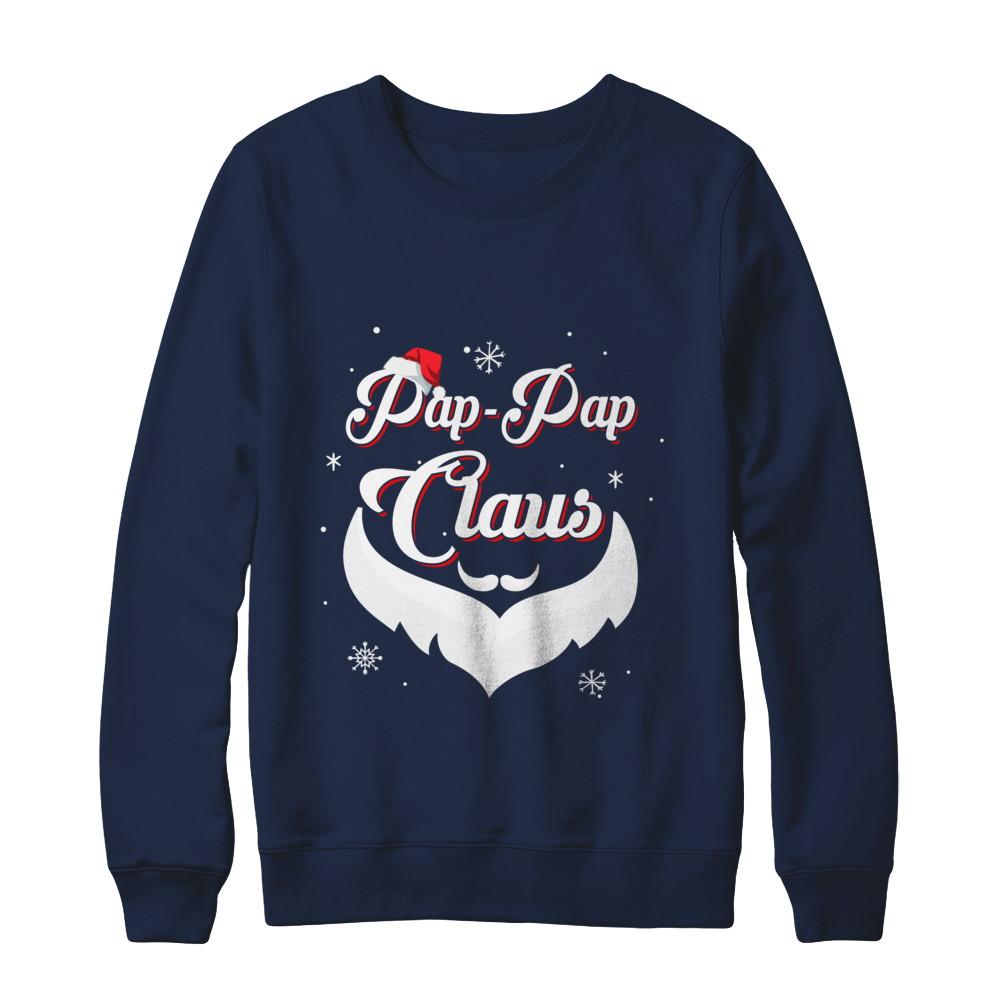 Santa Beard Matching Christmas Pajamas Pap-Pap Claus-T-Shirt & Sweatshirt-Crewneck Sweatshirt-Navy