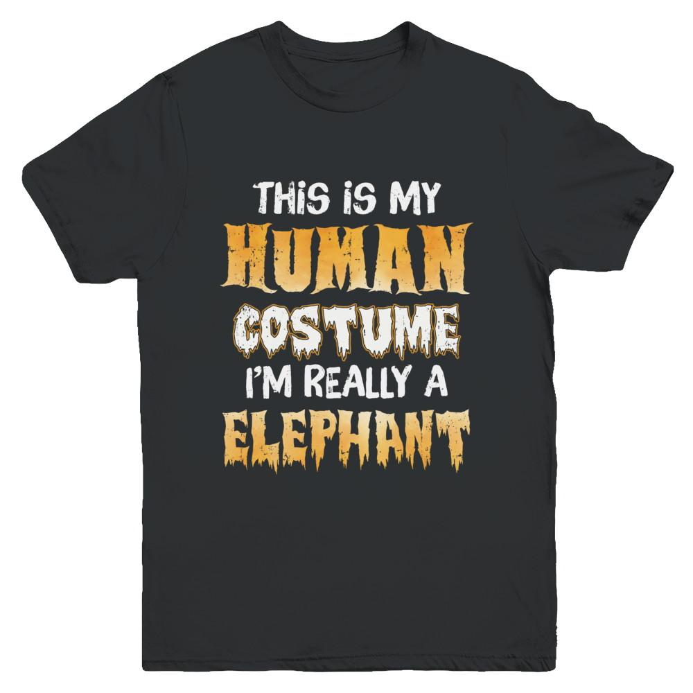 This Is My Human Costume Elephant Halloween Youth-Youth Shirt-Youth T-Shirt-Black