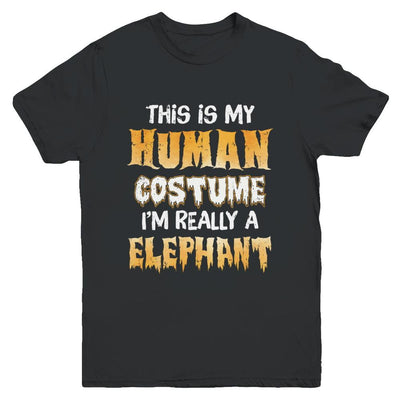 This Is My Human Costume Elephant Halloween Youth-Youth Shirt-Youth T-Shirt-Black