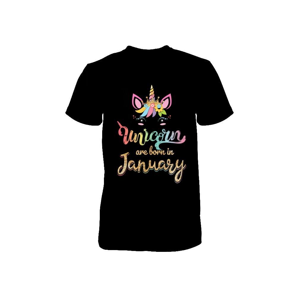 Cute Unicorns Are Born In January Birthday Gift Youth-Youth Shirt-Toddler T-Shirt-Black