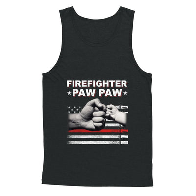 Firefighter Fireman Paw Paw American Flag Fathers Day-T-Shirt & Hoodie-Unisex Tank-Black