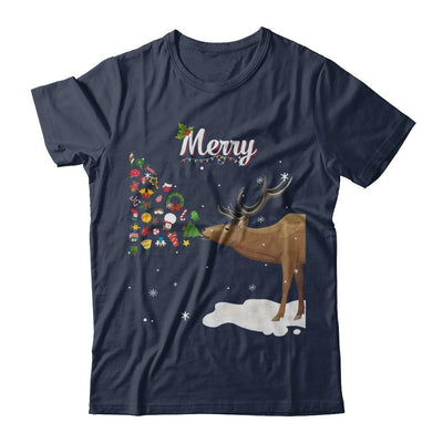 Couples Sick Reindeer Funny Ugly Merry Christmas Sweater-T-Shirt & Sweatshirt-Classic T-Shirt-Navy