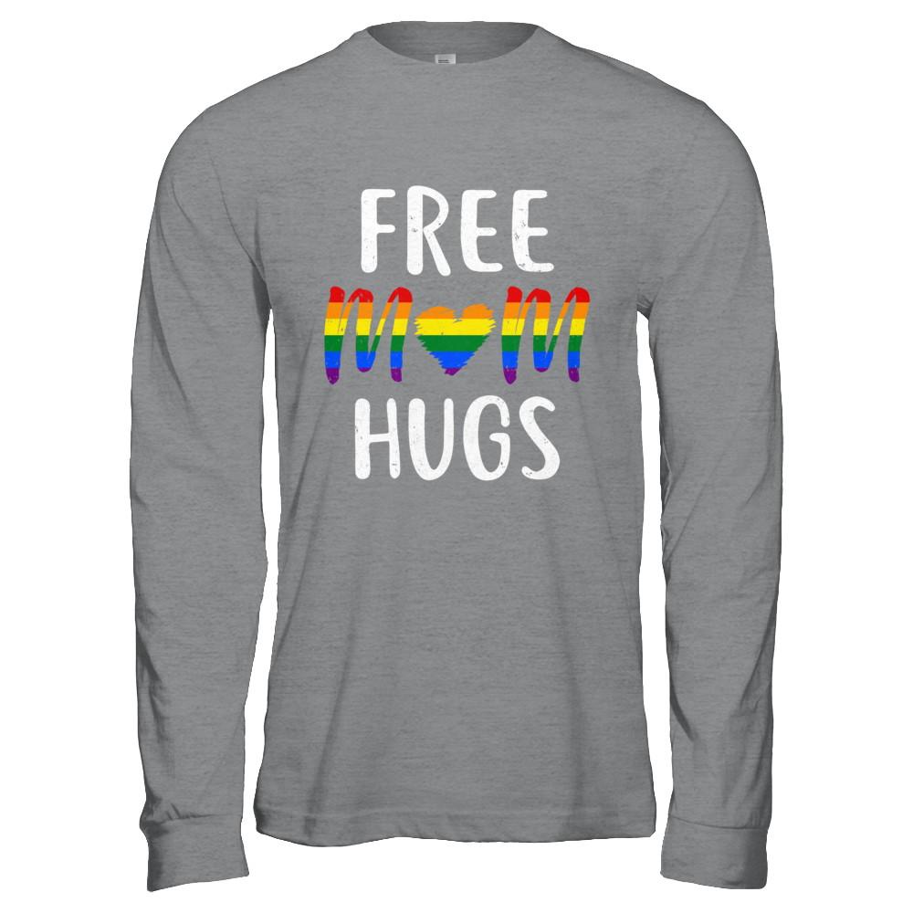 Free Mom Hugs Support LGBT-T-Shirt & Hoodie-Long Sleeve T-Shirt-Sport Grey