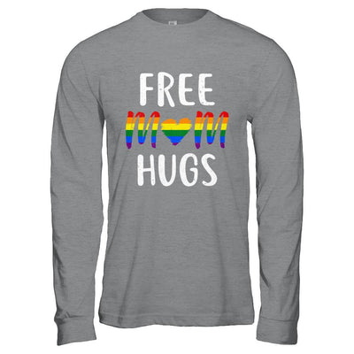 Free Mom Hugs Support LGBT-T-Shirt & Hoodie-Long Sleeve T-Shirt-Sport Grey