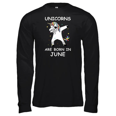 Unicorns Are Born In June Cute Dabbing-T-Shirt & Tank Top-Long Sleeve T-Shirt-Black