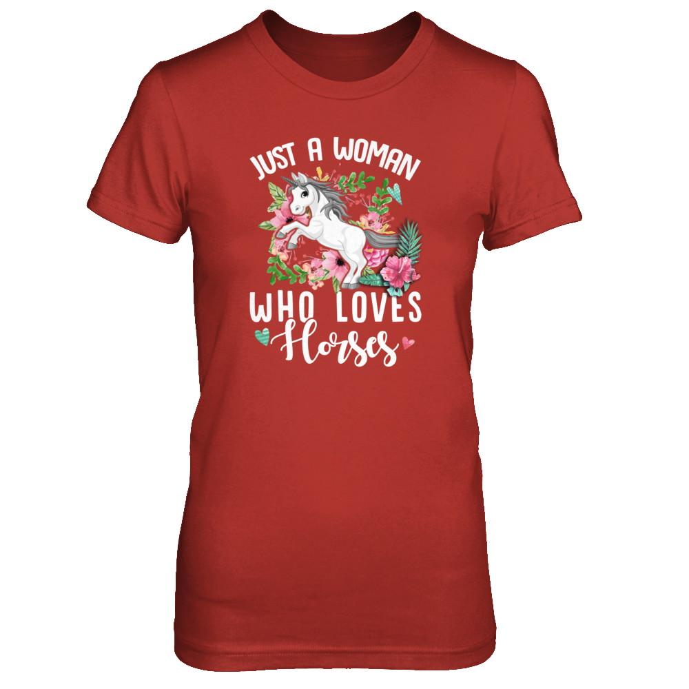 Just A Woman Who Loves Goats-T-Shirt & Tank Top-Women's T-Shirt-Red