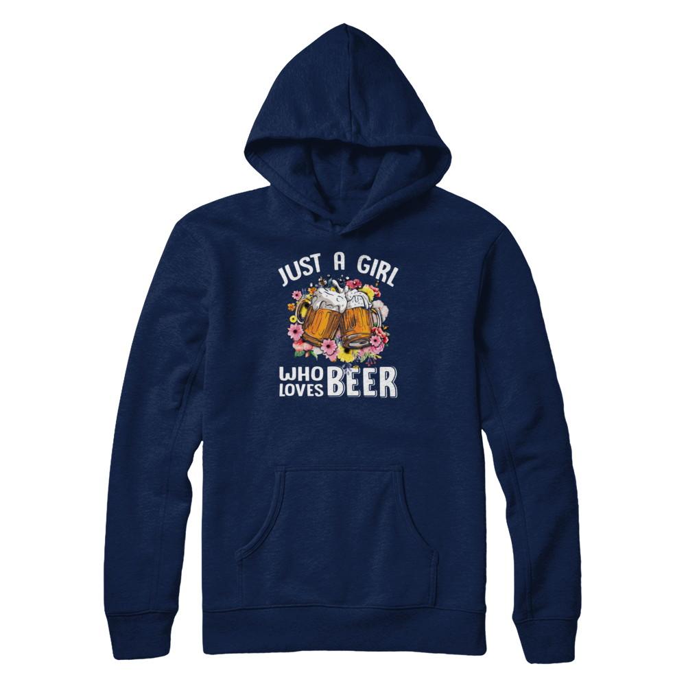 Just A Woman Who Loves Beer-T-Shirt & Tank Top-Pullover Hoodie-Navy