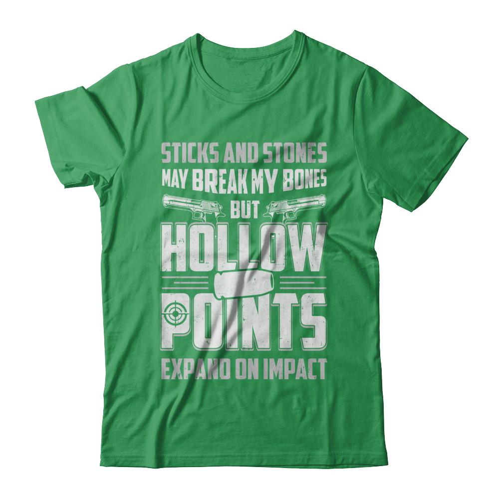 Gun Sticks And Stones Hollow Points-T-Shirt & Hoodie-Premium T-Shirt-Kelly Green