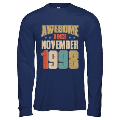 Vintage Retro Awesome Since November 1998 23th Birthday-T-Shirt & Hoodie-Long Sleeve T-Shirt-Navy