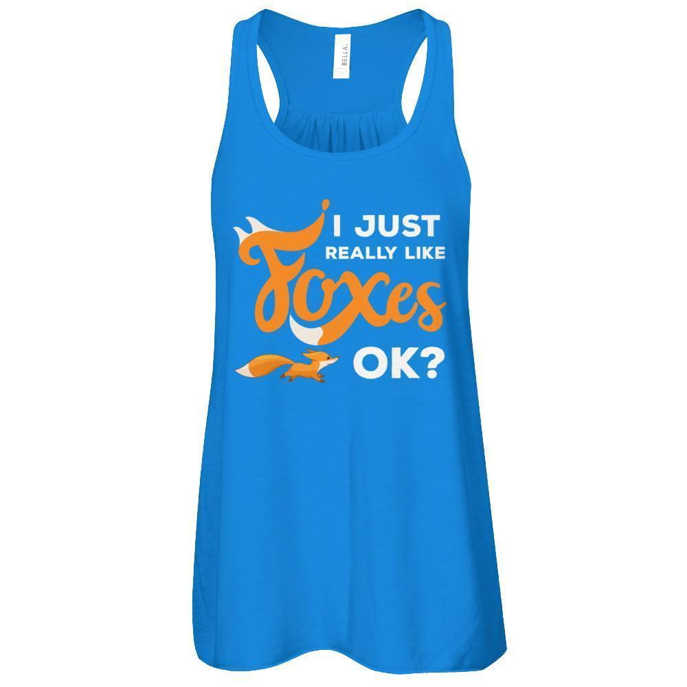 I Just Really Like Foxes Ok Fox-T-Shirt & Tank Top-Women's Flowy Racerback Tank-True Royal