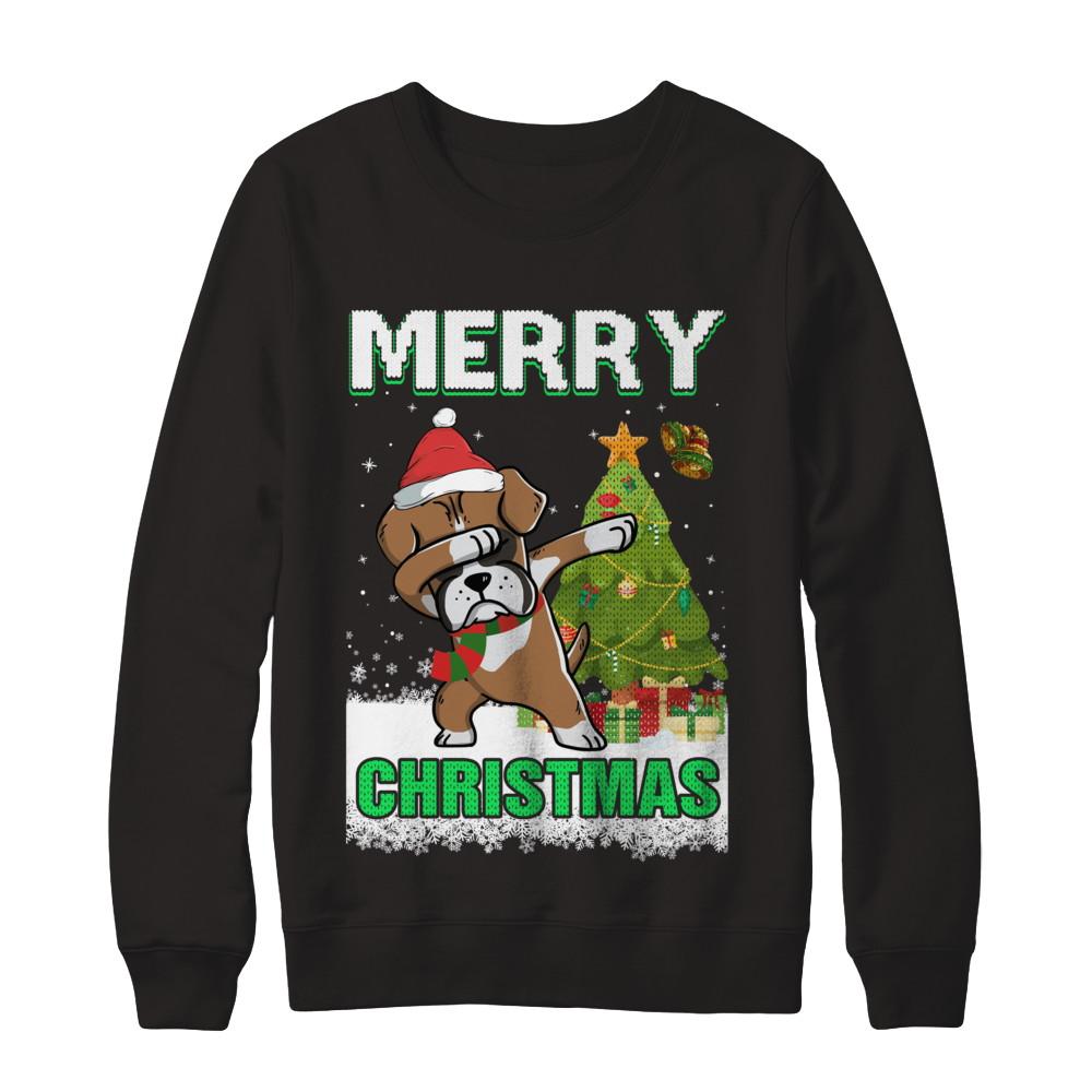 Cute Boxer Claus Merry Christmas Ugly Sweater