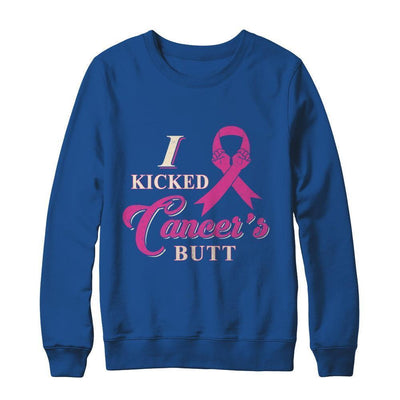 I Kicked Cancer's Butt Breast Cancer Survivor-T-Shirt & Sweatshirt-Crewneck Sweatshirt-Royal