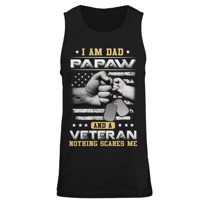 I'm A Dad PaPaw And A Veteran Nothing Scares Me-T-Shirt & Hoodie-Unisex Tank-Black