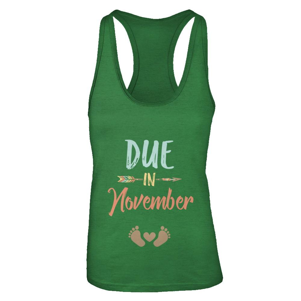 Due Date November 2021 Announcement Mommy Bump Pregnancy-T-Shirt & Tank Top-Women's Ideal Racerback Tank-Kelly Green