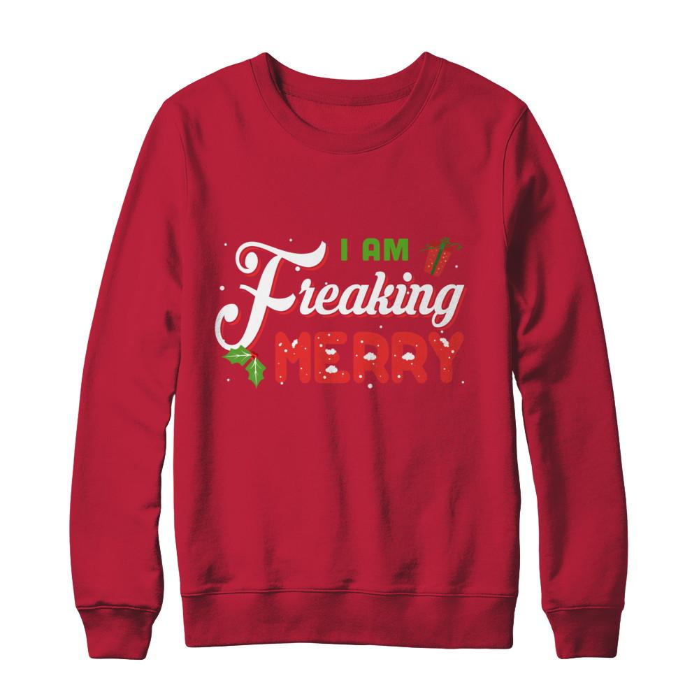 I Am Freaking Merry-T-Shirt & Sweatshirt-Crewneck Sweatshirt-Red