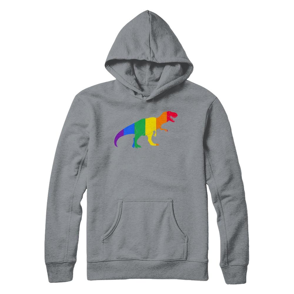 Pride LGBT Dinosaur T REX Gift Rainbow LGBT Gay Lesb-T-Shirt & Hoodie-Pullover Hoodie-Light Steel